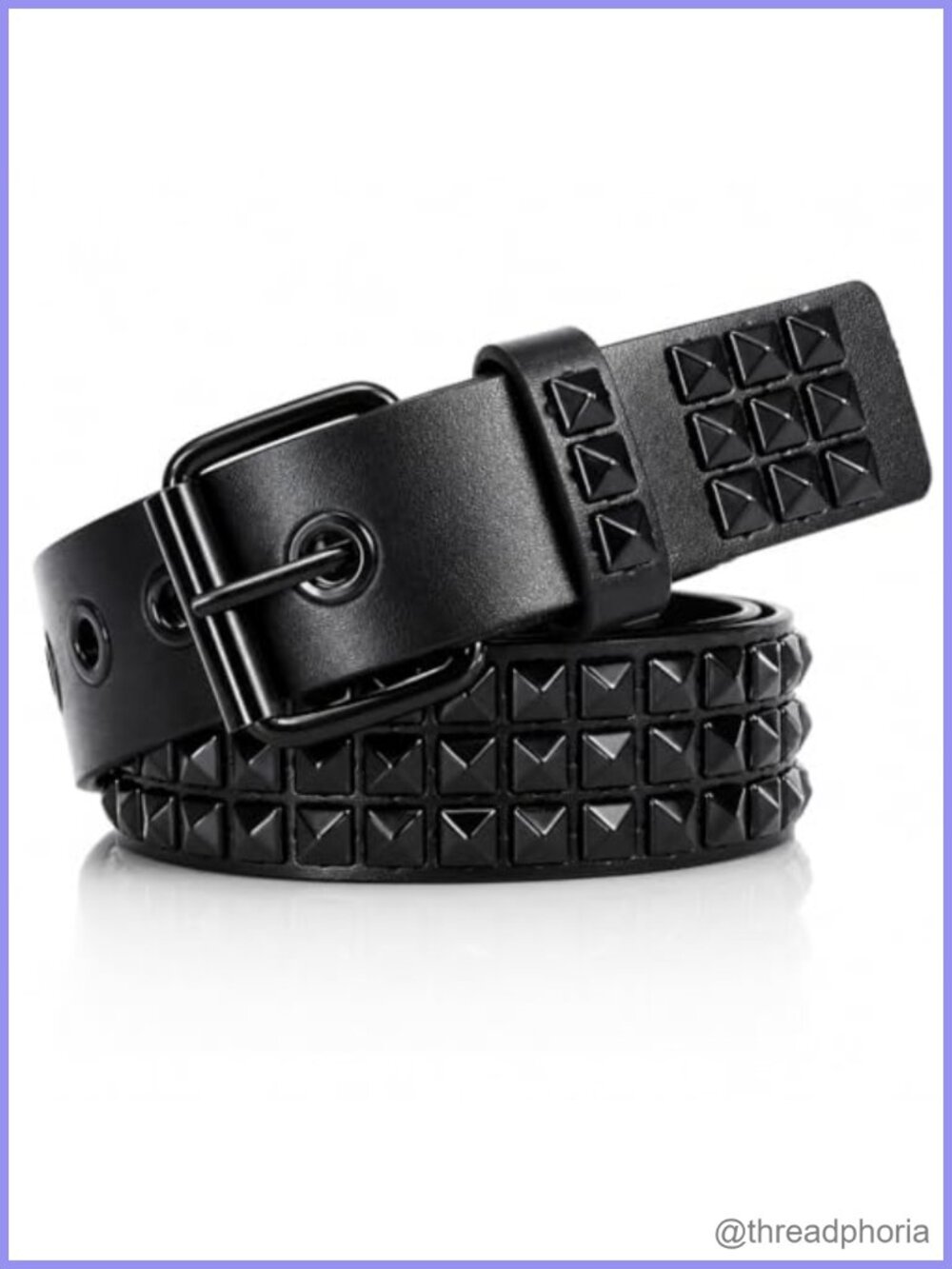 Punk Studded Belt Faux Leather Pyramid Rivet Adjustable Grommet